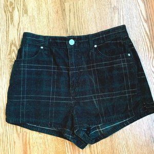 plaid corduroy high-waist shorts